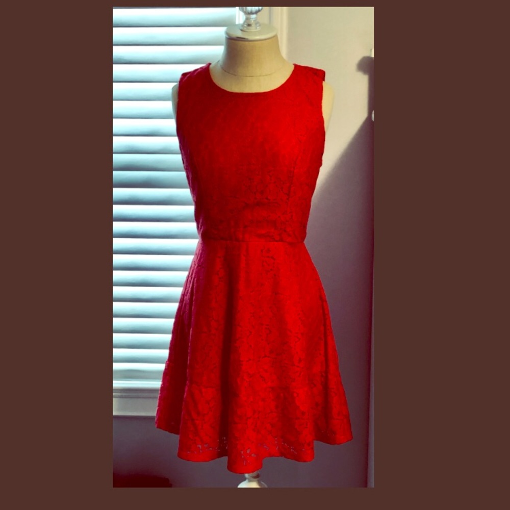 Delia*s Party Red Lace A-line skirt dress